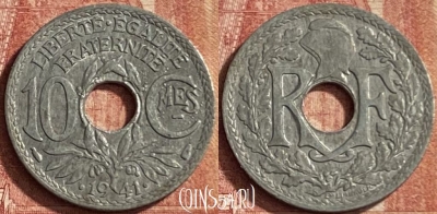 Франция 10 сантимов 1941 года, KM# 895, 093p-037 ♛