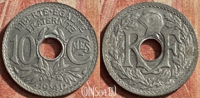 Франция 10 сантимов 1941 года, KM# 895, 107p-142 ♛