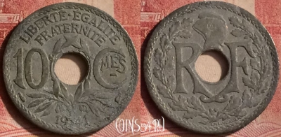 Франция 10 сантимов 1941 года, KM# 895, 123m-039