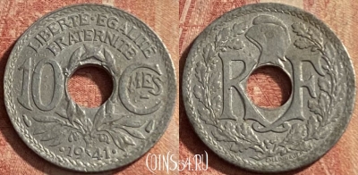 Франция 10 сантимов 1941 года, KM# 895, 143p-023