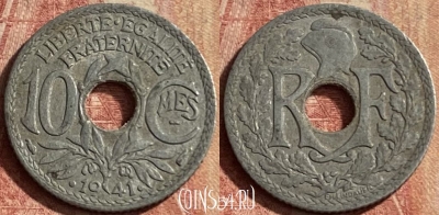 Франция 10 сантимов 1941 года, KM# 895, 143p-028