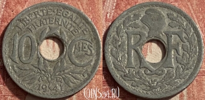 Франция 10 сантимов 1941 года, KM# 895, 209q-092 ♛