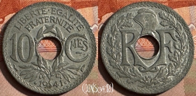 Франция 10 сантимов 1941 года, KM# 895, 230s-087 ♛