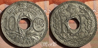 Франция 10 сантимов 1941 года, KM# 895, 234s-021