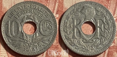 Франция 10 сантимов 1941 года, KM# 895, 251p-105