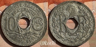 Франция 10 сантимов 1941 года, KM# 895, 251s-002 ♛