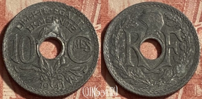 Франция 10 сантимов 1941 года, KM# 895, 252p-089