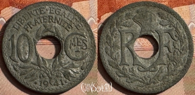 Франция 10 сантимов 1941 года, KM# 895, 255s-094 ♛