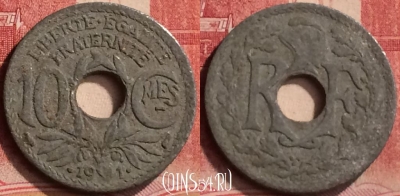 Франция 10 сантимов 1941 года, KM# 895, 283m-125