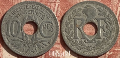 Франция 10 сантимов 1941 года, KM# 895, 285p-063 ♛