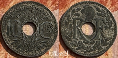 Франция 10 сантимов 1941 года, KM# 895, 286s-043