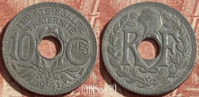 Франция 10 сантимов 1941 года, KM# 895, 292p-099 ♛