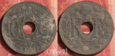 Франция 10 сантимов 1941 года, KM# 895, 341o-011