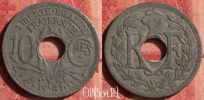 Франция 10 сантимов 1941 года, KM# 895, 341o-064