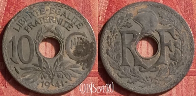 Франция 10 сантимов 1941 года, KM# 895, 344o-102