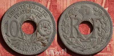 Франция 10 сантимов 1941 года, KM# 895, 353o-103