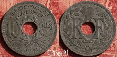 Франция 10 сантимов 1941 года, KM# 895, 353o-105 ♛
