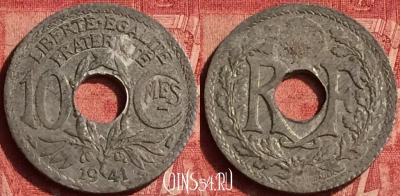 Франция 10 сантимов 1941 года, KM# 895, 357o-043