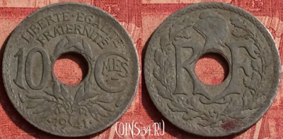 Франция 10 сантимов 1941 года, KM# 895, 357o-060