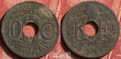 Франция 10 сантимов 1941 года, KM# 895, 363o-144