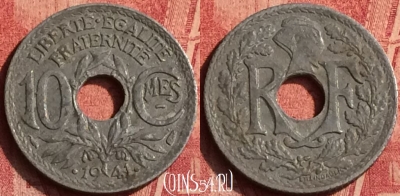 Франция 10 сантимов 1941 года, KM# 895, 364o-050