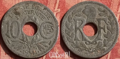 Франция 10 сантимов 1941 года, KM# 895, 364o-078