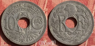 Франция 10 сантимов 1941 года, KM# 895, 364o-088