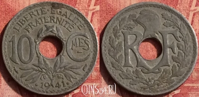 Франция 10 сантимов 1941 года, KM# 895, 367o-114