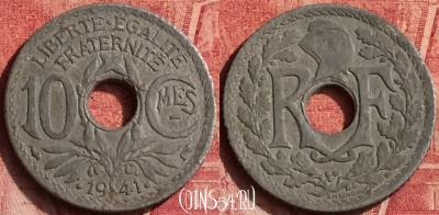 Франция 10 сантимов 1941 года, KM# 895, 371o-087