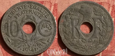 Франция 10 сантимов 1941 года, KM# 895, 373o-085