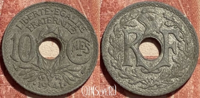 Франция 10 сантимов 1941 года, KM# 895, 374q-001 ♛