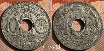 Франция 10 сантимов 1941 года, KM# 895, 379s-031