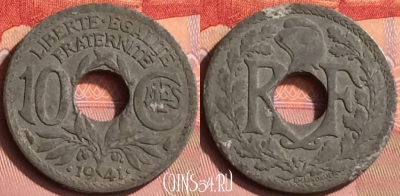 Франция 10 сантимов 1941 года, KM# 895, 393o-001