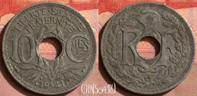 Франция 10 сантимов 1941 года, KM# 895, 393o-034 ♛