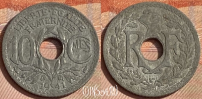 Франция 10 сантимов 1941 года, KM# 895, 397p-004 ♛