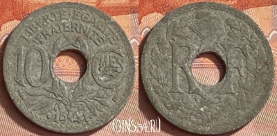 Франция 10 сантимов 1941 года, KM# 895, 413o-014