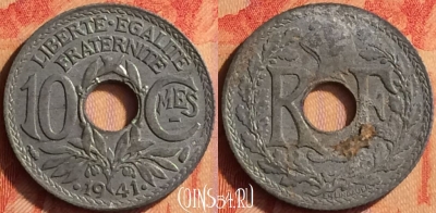 Франция 10 сантимов 1941 года, KM# 895, 440o-035