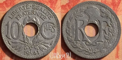 Франция 10 сантимов 1941 года, KM# 895, 440o-038