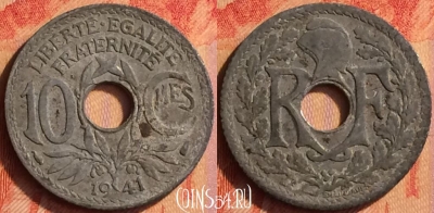 Франция 10 сантимов 1941 года, KM# 895, 440o-041