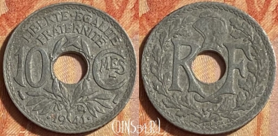 Франция 10 сантимов 1941 года, KM# 895, 446o-084
