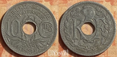 Франция 10 сантимов 1941 года, KM# 895, 451o-036