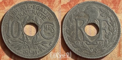 Франция 10 сантимов 1941 года, KM# 895, 451o-058