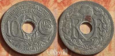 Франция 10 сантимов 1941 года, KM# 895, 451o-059