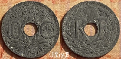 Франция 10 сантимов 1941 года, KM# 895, 451o-093
