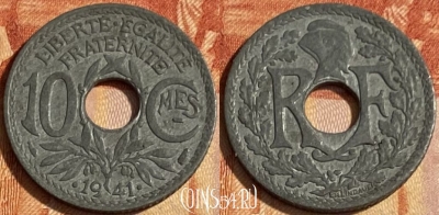 Франция 10 сантимов 1941 года, KM# 895, 463q-129 ♛