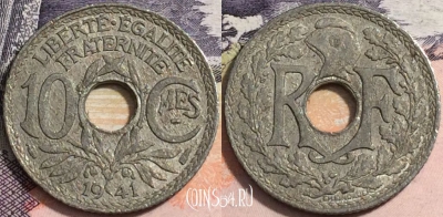 Франция 10 сантимов 1941 года, KM# 895, a095-032