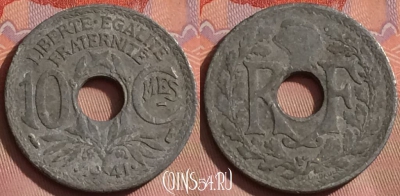Франция 10 сантимов 1941 года, KM# 895, 250k-135