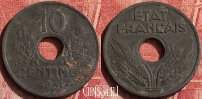 Франция 10 сантимов 1941 года, KM# 898, 370o-119