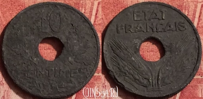 Франция 10 сантимов 1942 года, KM# 898, 371o-062