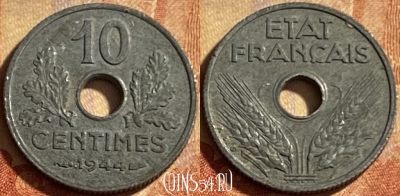 Франция 10 сантимов 1944 года, KM# 903, 208p-093 ♛